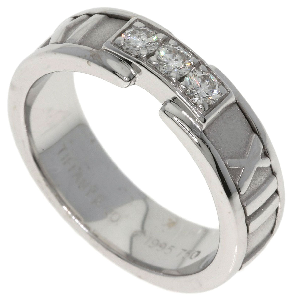 TIFFANY&Co. Atlas 3P Diamond Ring K18 White Gold Ladies [Used]