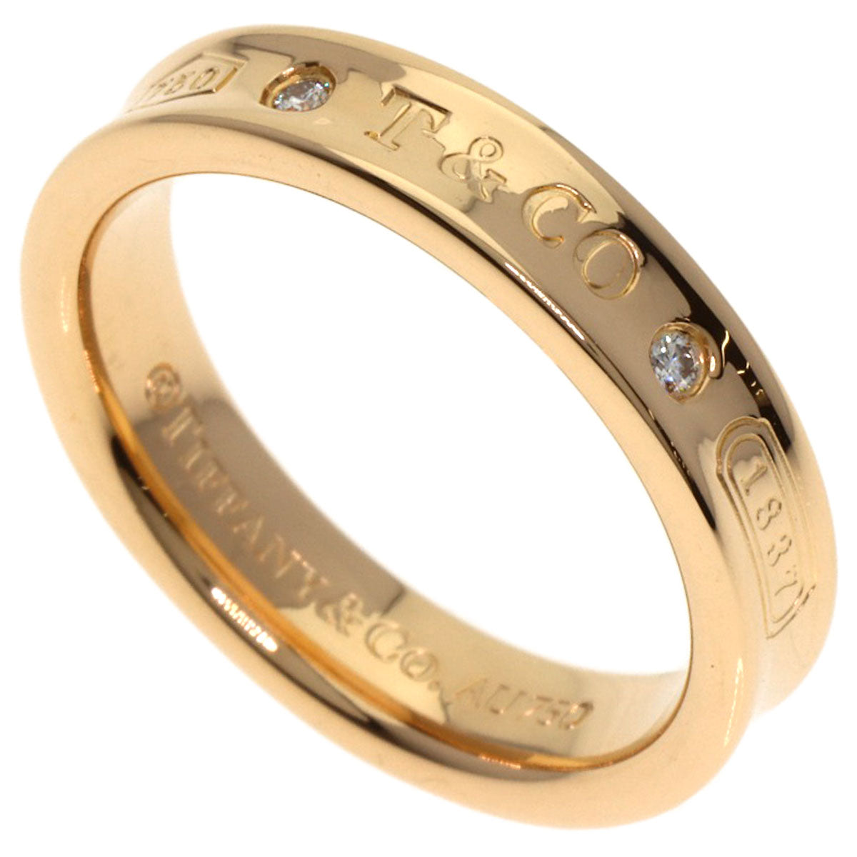 TIFFANY&Co. 1837 Narrow 2P Diamond Ring K18 Pink Gold Ladies [Used]