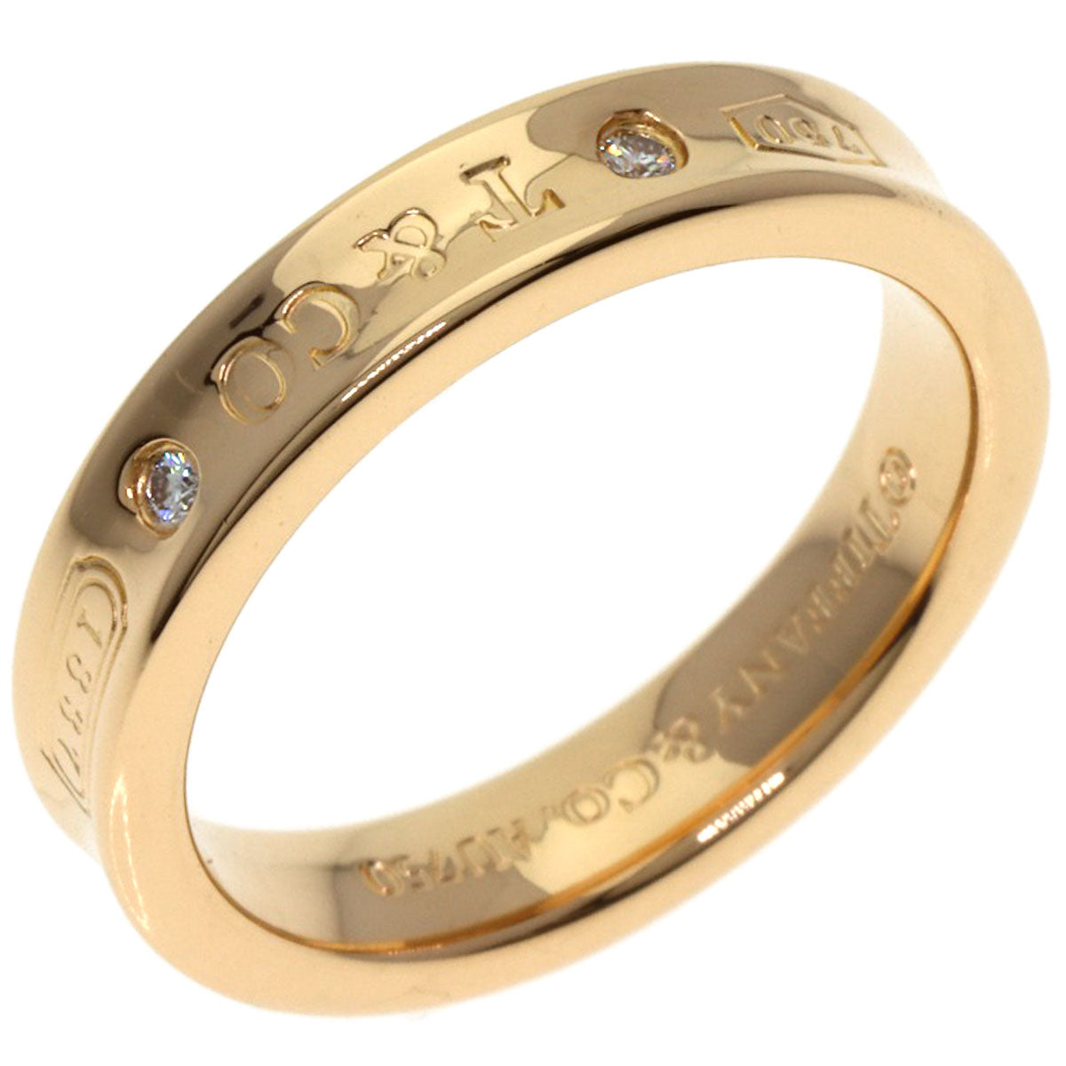 TIFFANY&Co. 1837 Narrow 2P Diamond Ring K18 Pink Gold Ladies [Used]