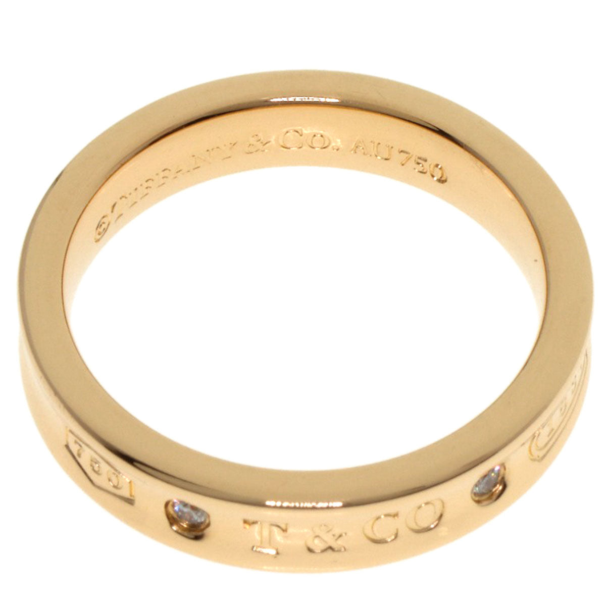TIFFANY&Co. 1837 Narrow 2P Diamond Ring K18 Pink Gold Ladies [Used]