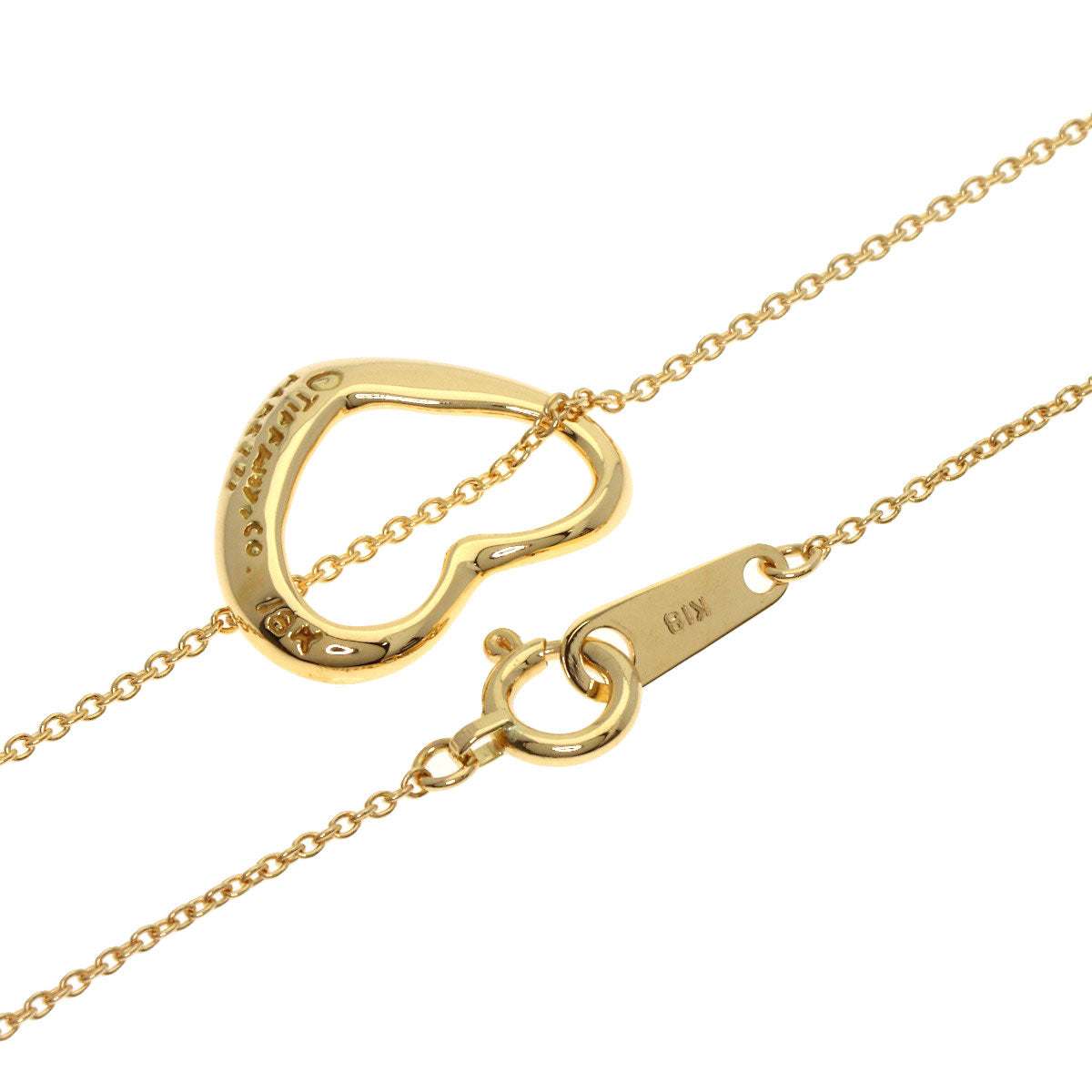 TIFFANY&Co. Open heart Necklace K18 Yellow Gold Ladies [Used]