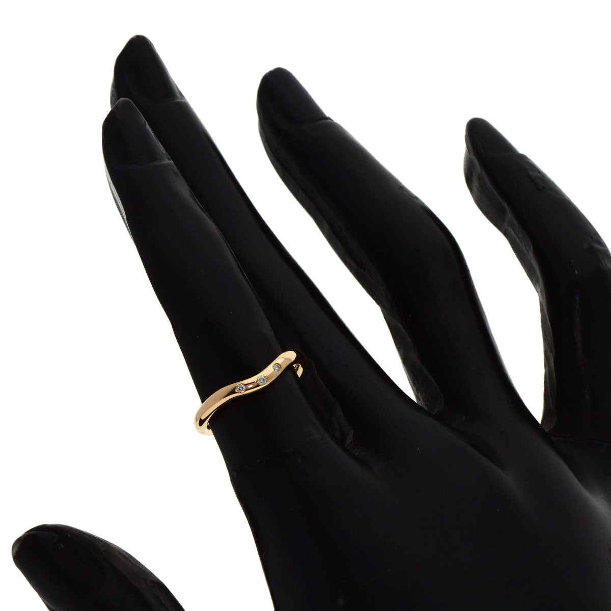 TIFFANY&Co. Curved Band 3P Diamond Ring K18 Pink Gold Ladies [Used]