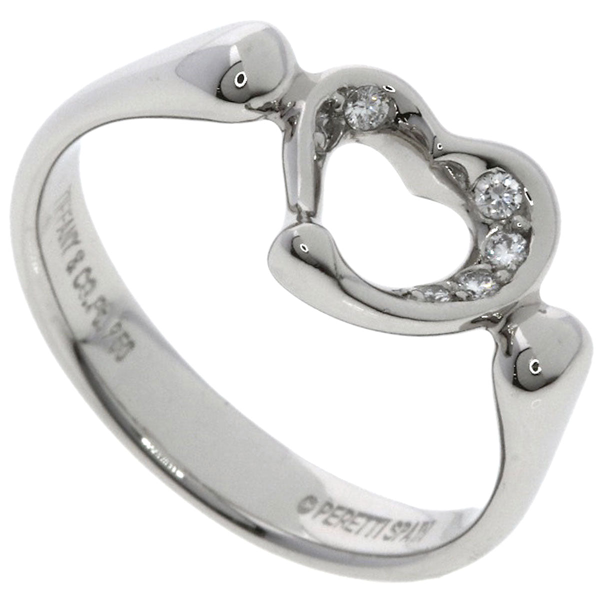 TIFFANY&Co. Open Heart Diamond Ring Platinum PT950 Ladies [Used]