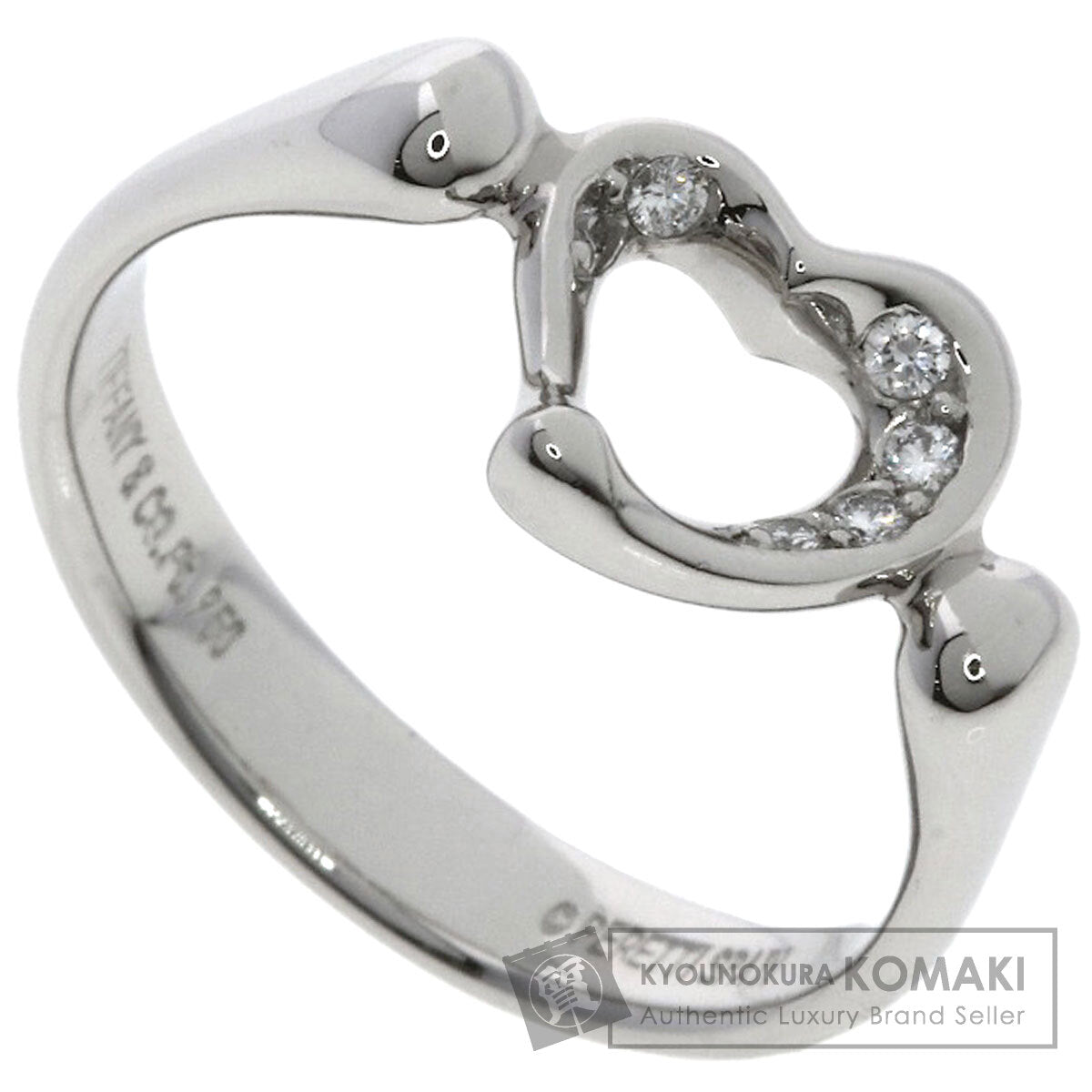 TIFFANY&Co. Open Heart Diamond Ring Platinum PT950 Ladies [Used]