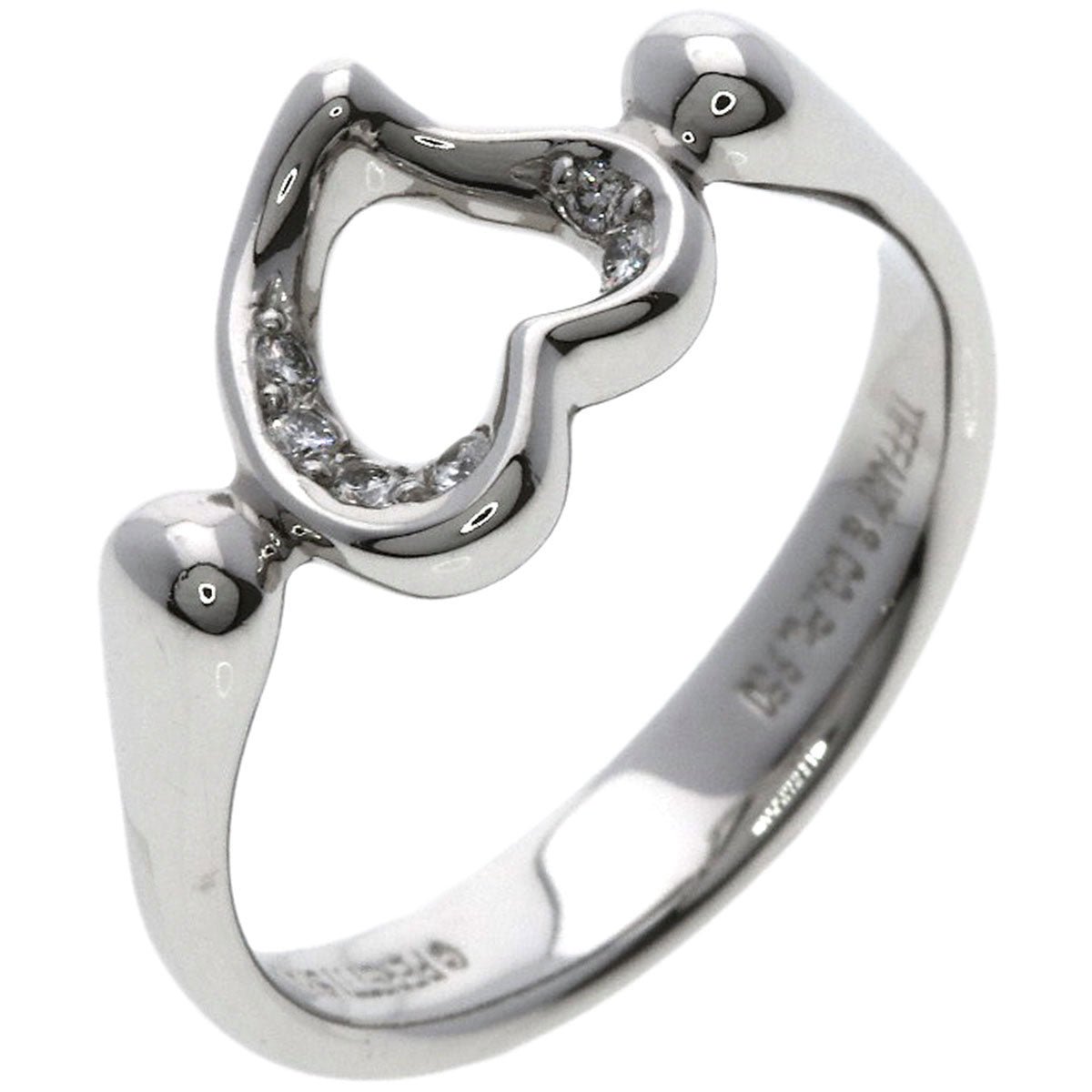 TIFFANY&Co. Open Heart Diamond Ring Platinum PT950 Ladies [Used]