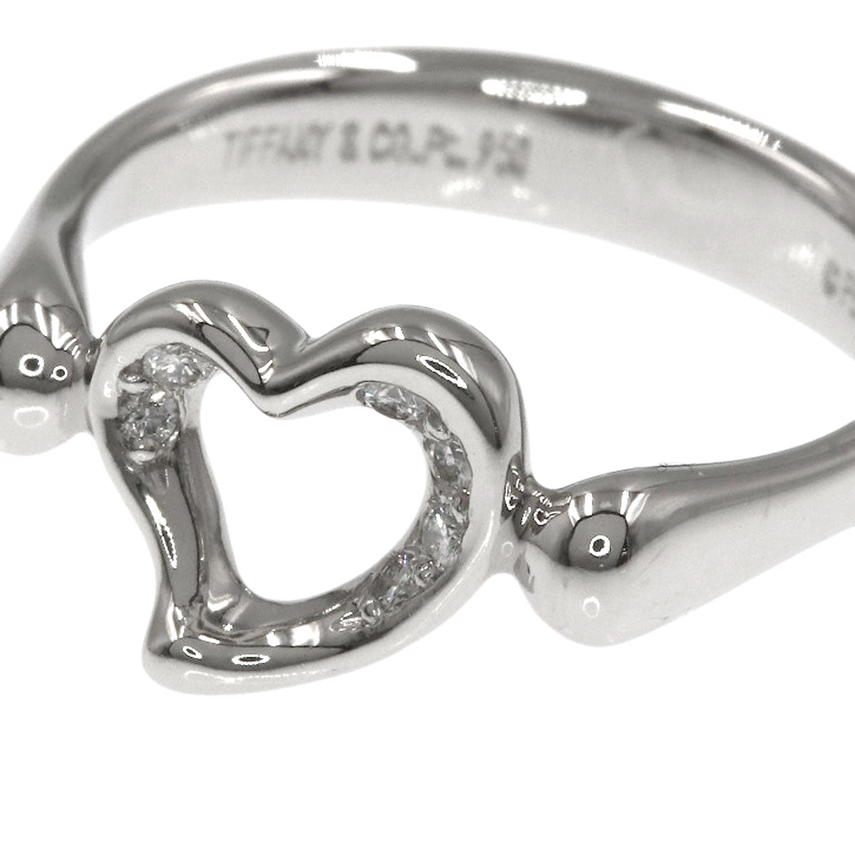 TIFFANY&Co. Open Heart Diamond Ring Platinum PT950 Ladies [Used]