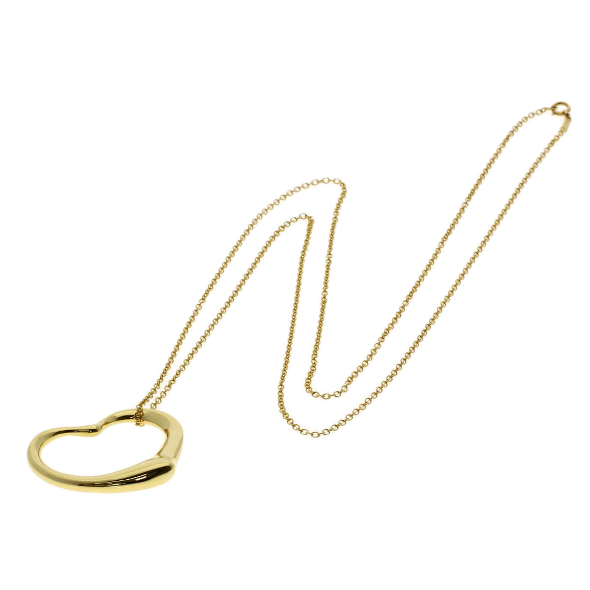 TIFFANY&Co. Open Heart Large Long Necklace K18 Yellow Gold Ladies [Used]