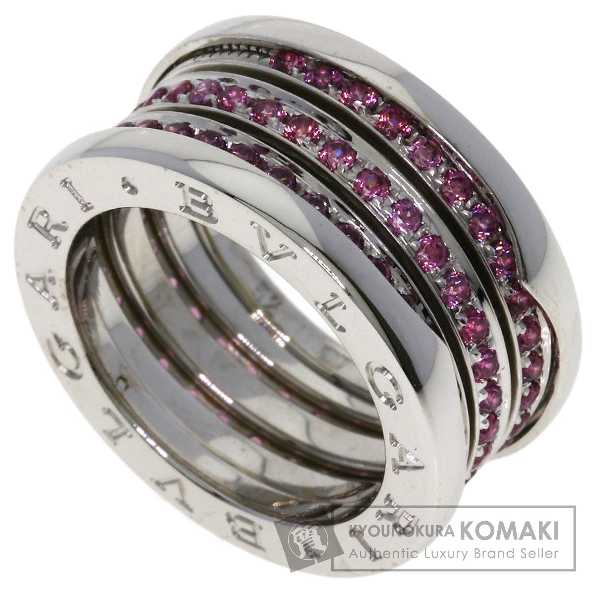 BVLGARI B.zero1 4-band Garnet #52 Ring K18 White Gold Ladies [Used]