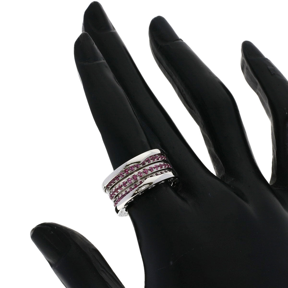 BVLGARI B.zero1 4-band Garnet #52 Ring K18 White Gold Ladies [Used]