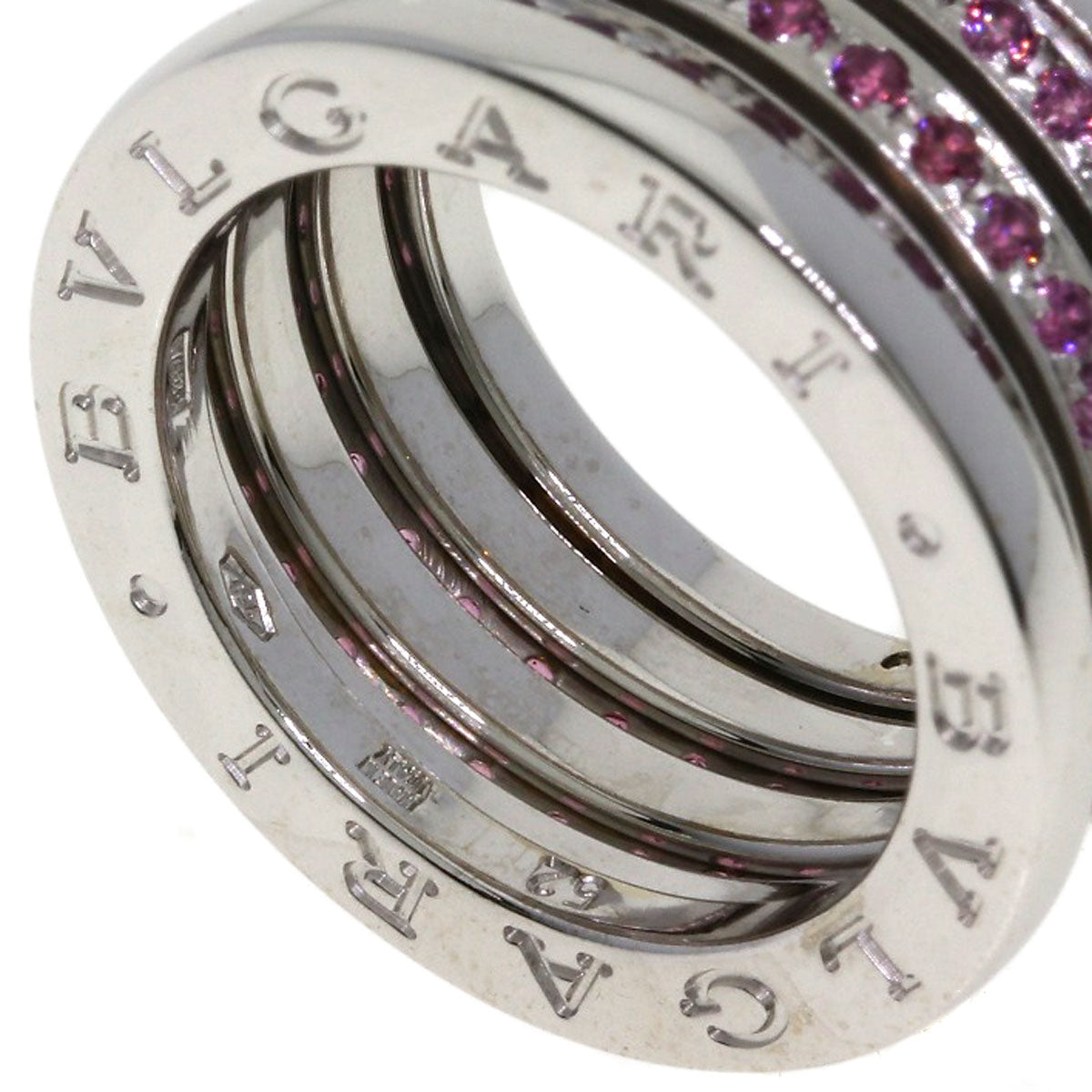 BVLGARI B.zero1 4-band Garnet #52 Ring K18 White Gold Ladies [Used]
