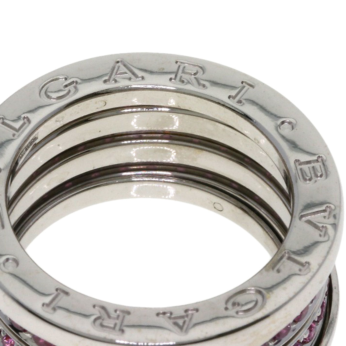 BVLGARI B.zero1 4-band Garnet #52 Ring K18 White Gold Ladies [Used]
