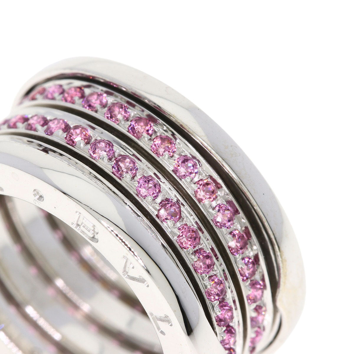 BVLGARI B.zero1 4-band Garnet #52 Ring K18 White Gold Ladies [Used]