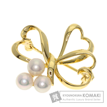 MIKIMOTO Triple Heart Pearl Pearl Brooch K18 Yellow Gold Ladies [Used]