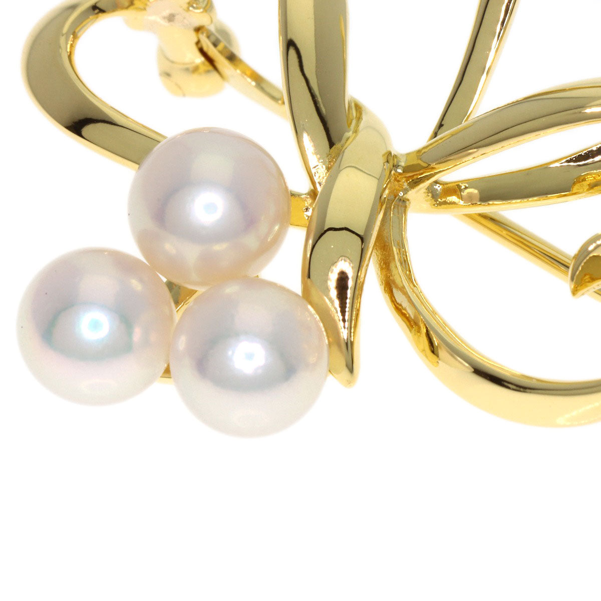 MIKIMOTO Triple Heart Pearl Pearl Brooch K18 Yellow Gold Ladies [Used]