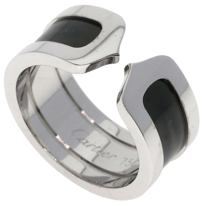 CARTIER C2 Ring Black Lacquer #50 Ring K18 White Gold Ladies [Used]