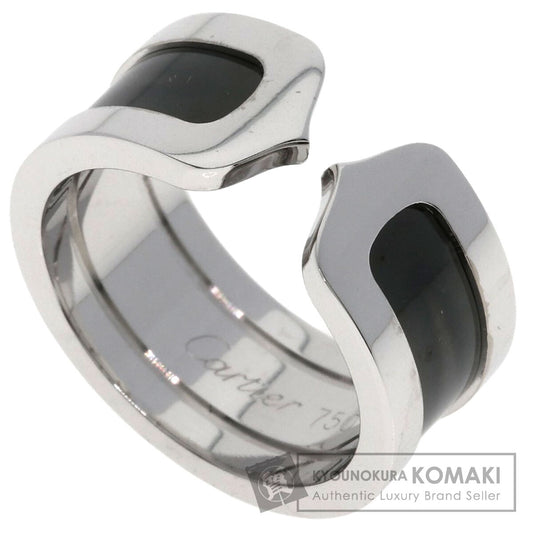 CARTIER C2 Ring Black Lacquer #50 Ring K18 White Gold Ladies [Used]