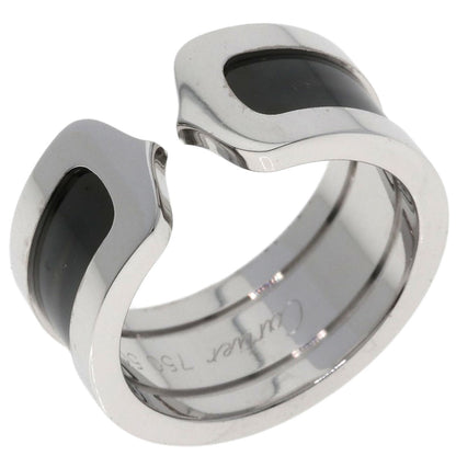 CARTIER C2 Ring Black Lacquer #50 Ring K18 White Gold Ladies [Used]