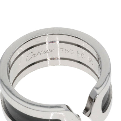 CARTIER C2 Ring Black Lacquer #50 Ring K18 White Gold Ladies [Used]