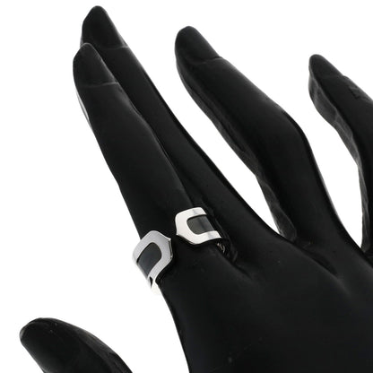 CARTIER C2 Ring Black Lacquer #50 Ring K18 White Gold Ladies [Used]