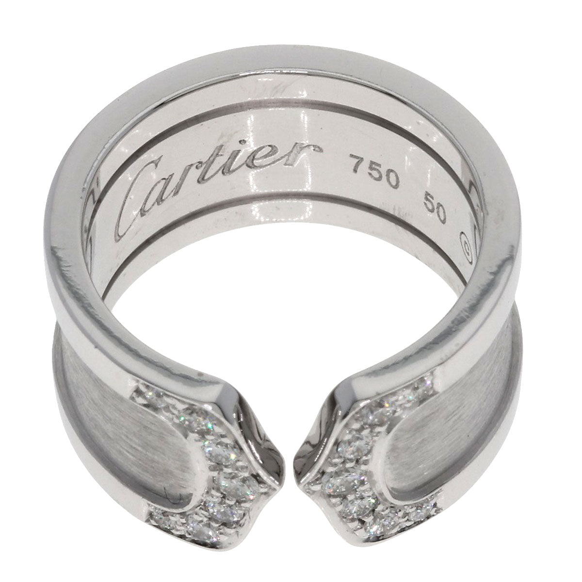 CARTIER C2 Diamond #50 Ring K18 White Gold Ladies [Used]