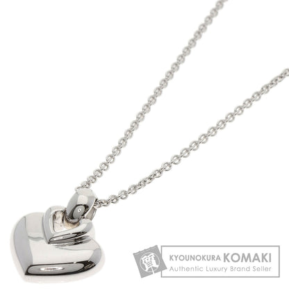 BVLGARI Doppio Cuore Heart Necklace K18 White Gold Ladies [Used]