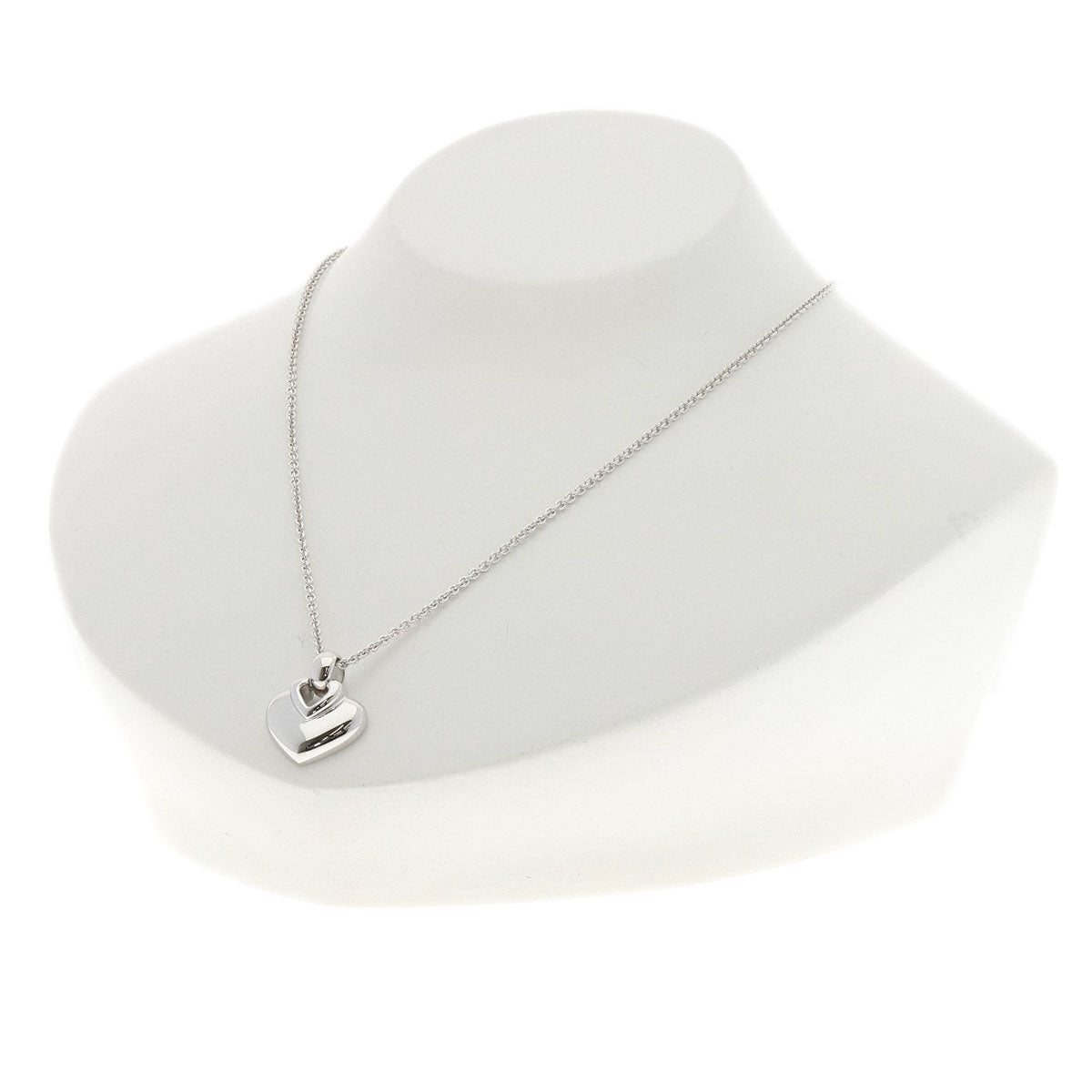 BVLGARI Doppio Cuore Heart Necklace K18 White Gold Ladies [Used]