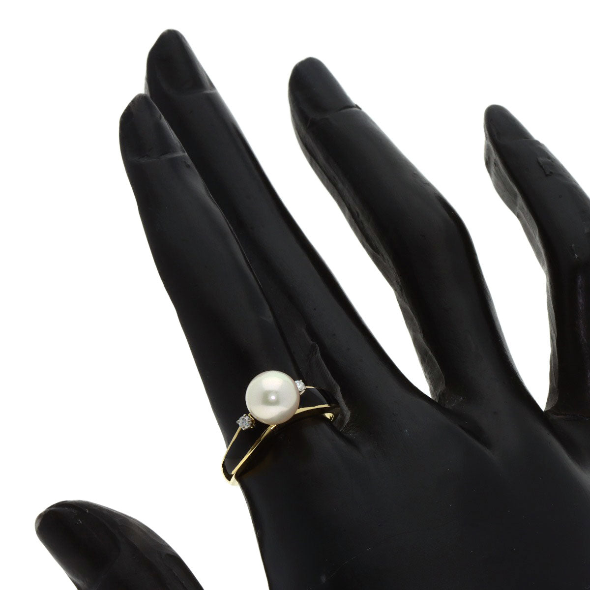 MIKIMOTO Pearl Pearl Diamond Enamel Ring K18 Yellow Gold Ladies [Used]