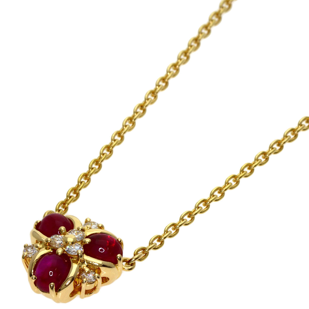 POLA Ruby Diamond Necklace K18 Yellow Gold Ladies [Used]