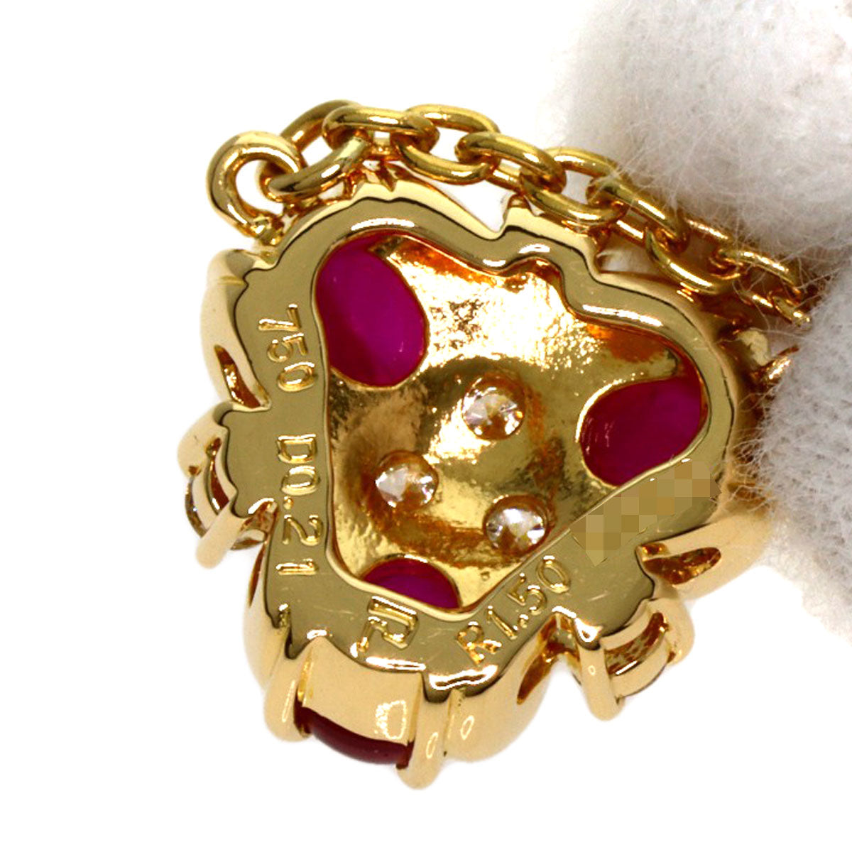 POLA Ruby Diamond Necklace K18 Yellow Gold Ladies [Used]