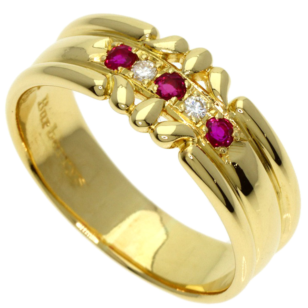 BURBERRY Ruby Diamond Ring K18 Yellow Gold Ladies [Used]