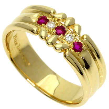BURBERRY Ruby Diamond Ring K18 Yellow Gold Ladies [Used]
