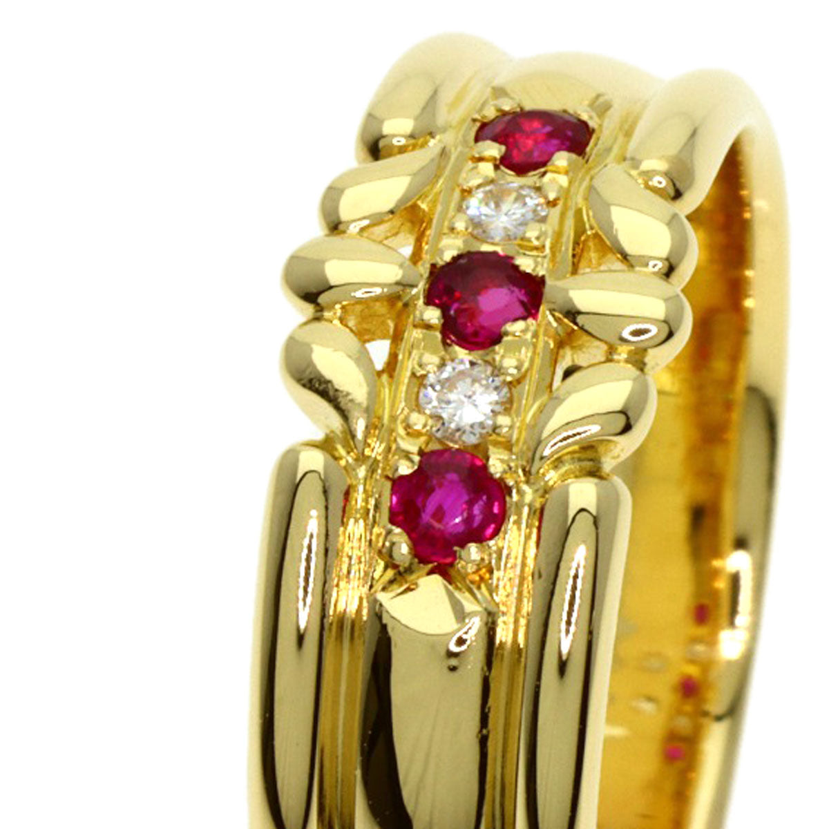 BURBERRY Ruby Diamond Ring K18 Yellow Gold Ladies [Used]