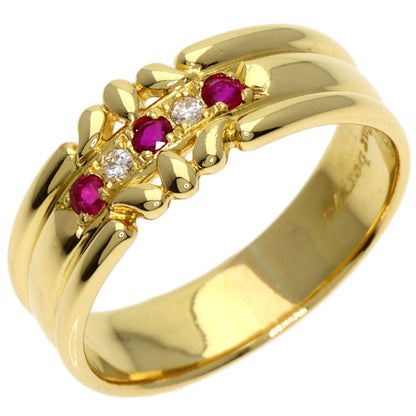 BURBERRY Ruby Diamond Ring K18 Yellow Gold Ladies [Used]