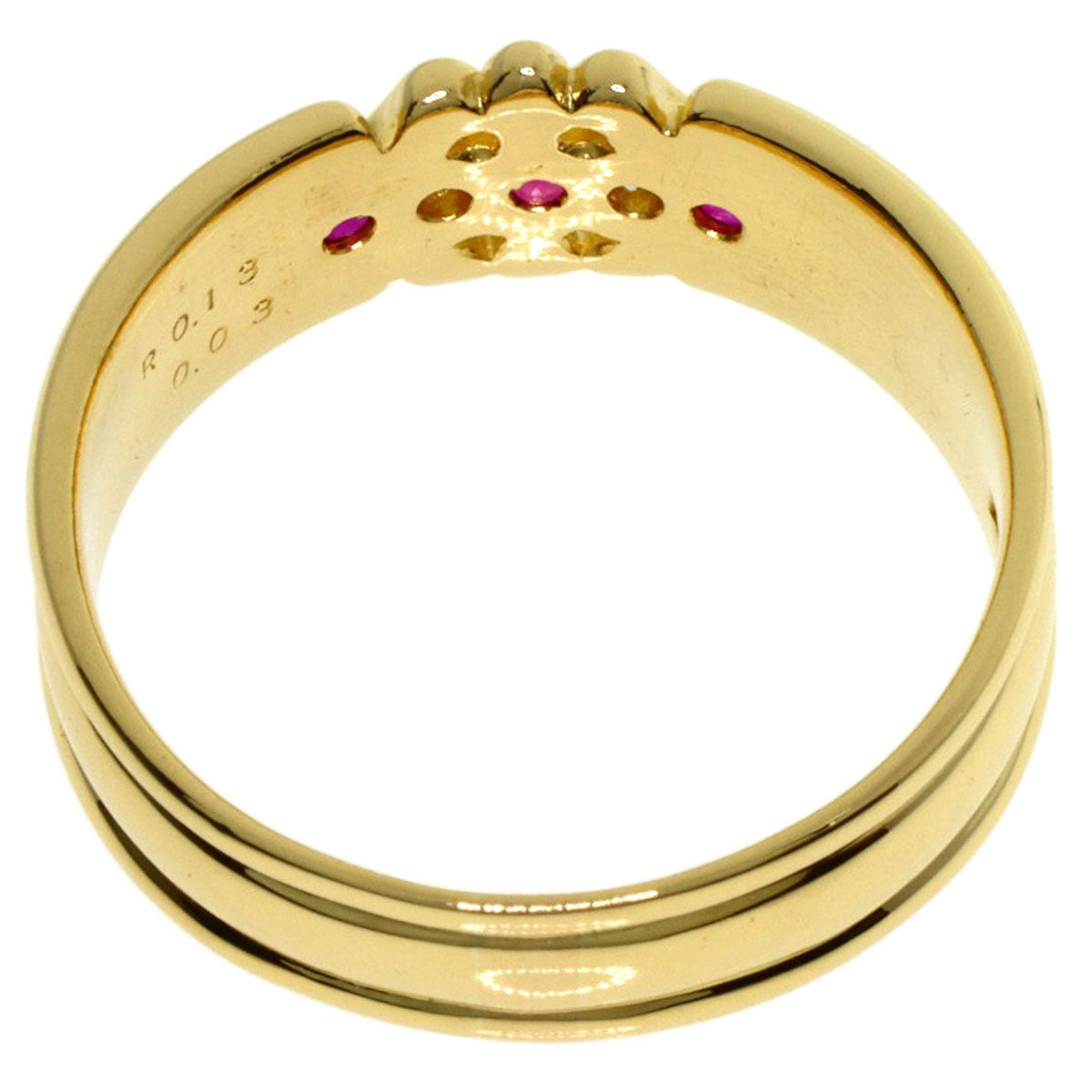 BURBERRY Ruby Diamond Ring K18 Yellow Gold Ladies [Used]