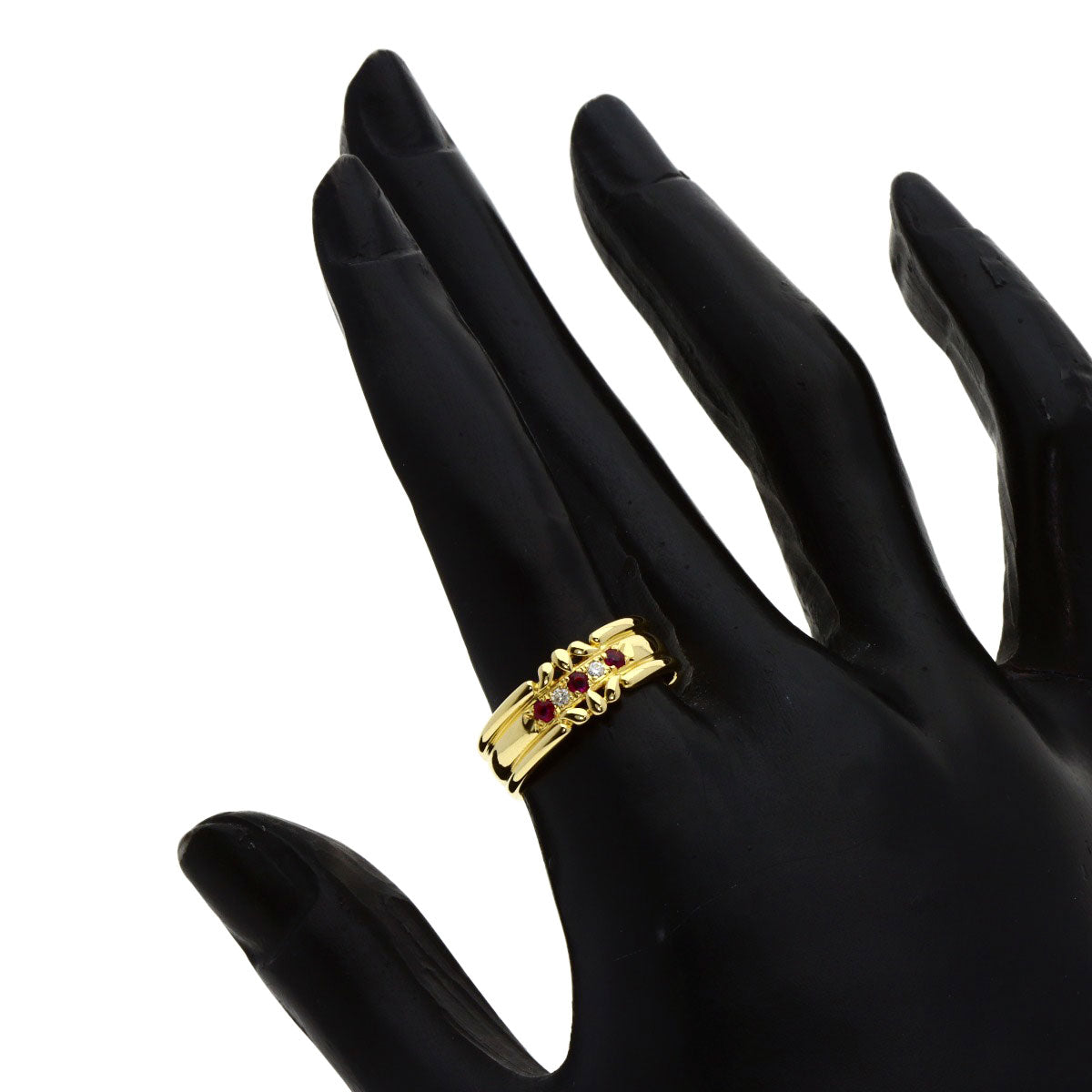 BURBERRY Ruby Diamond Ring K18 Yellow Gold Ladies [Used]