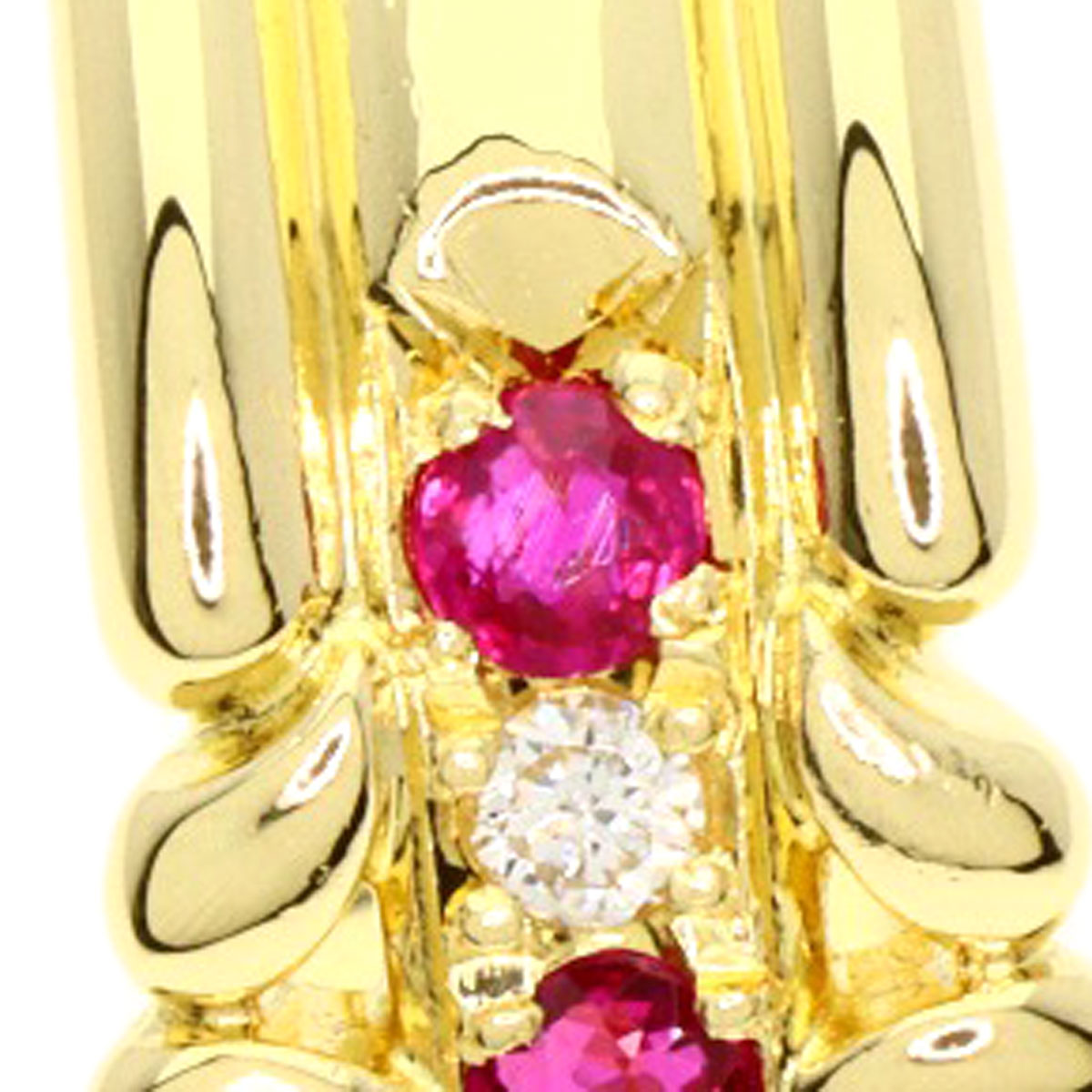 BURBERRY Ruby Diamond Ring K18 Yellow Gold Ladies [Used]