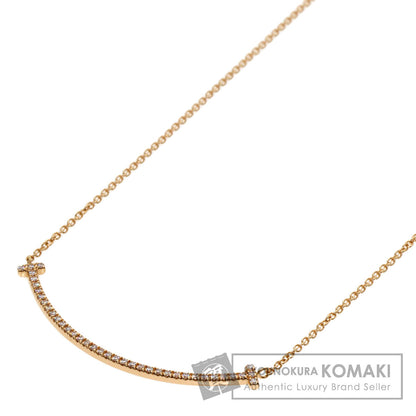 TIFFANY&Co. T Smile Small Diamond Necklace K18 Pink Gold Ladies [Used]
