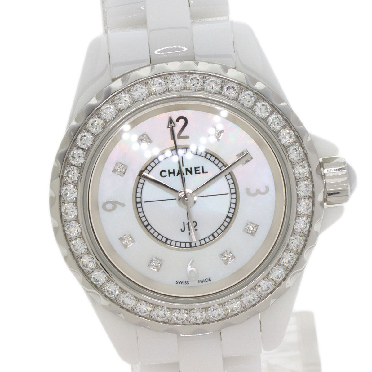 CHANEL J12 1.1" 8P Bezel Diamond Watches H2572 Ceramic/Ceramic Ladies