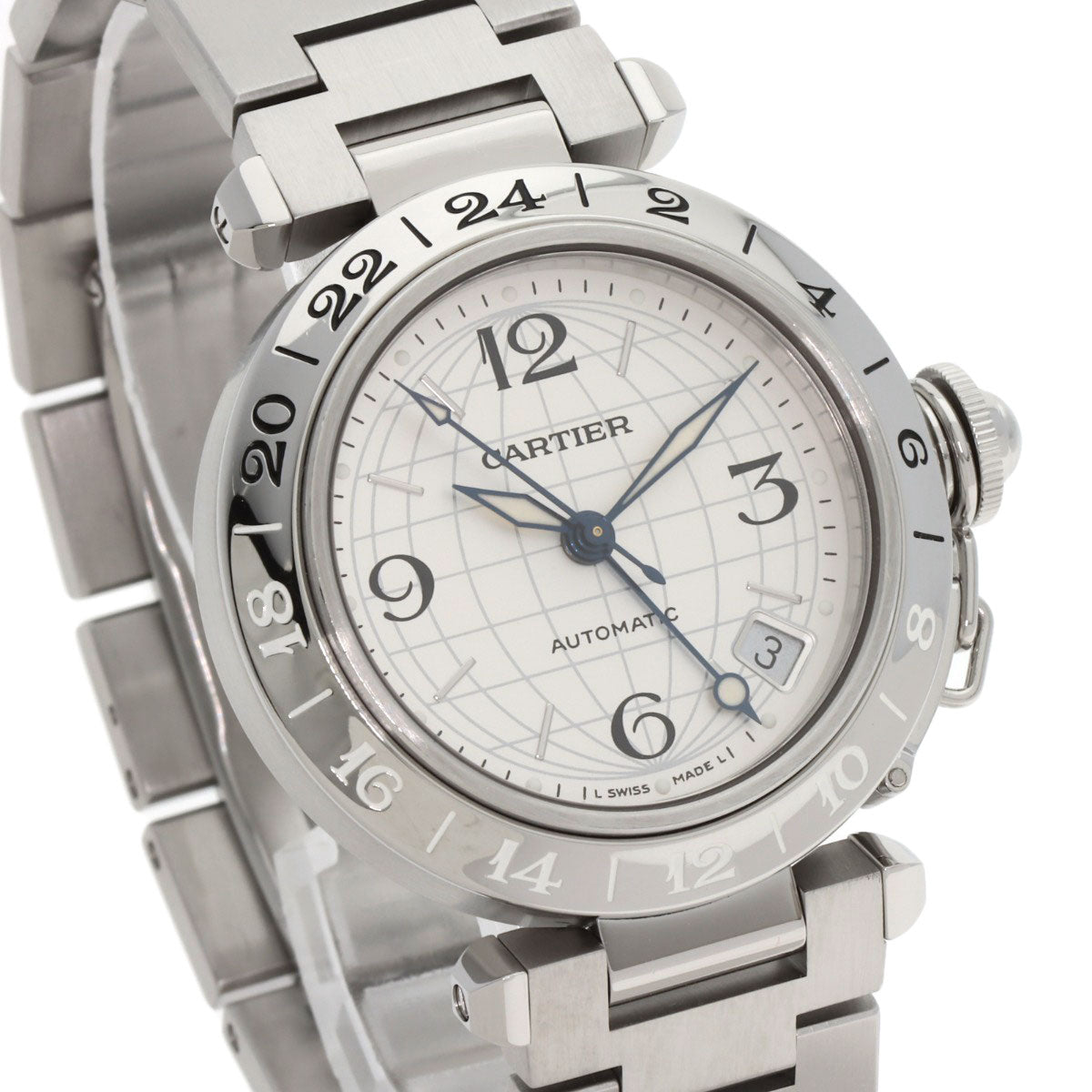 CARTIER Pasha C Meridian GMT Watches W31078M7 Stainless Steel/Stainless Steel Boys