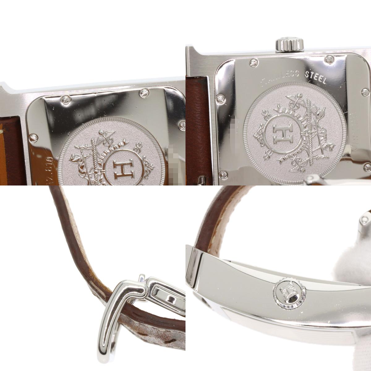 HERMES H watch Watches HH2.810 Stainless Steel/Leather mens