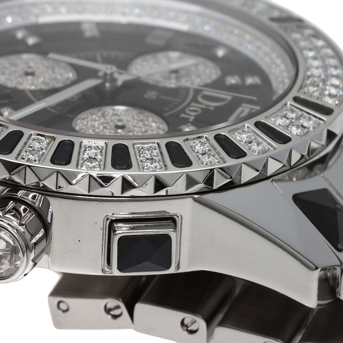CHRISTIAN DIOR Crystal Chronograph Diamond Watches CD11431D Stainless Steel/Stainless Steel mens