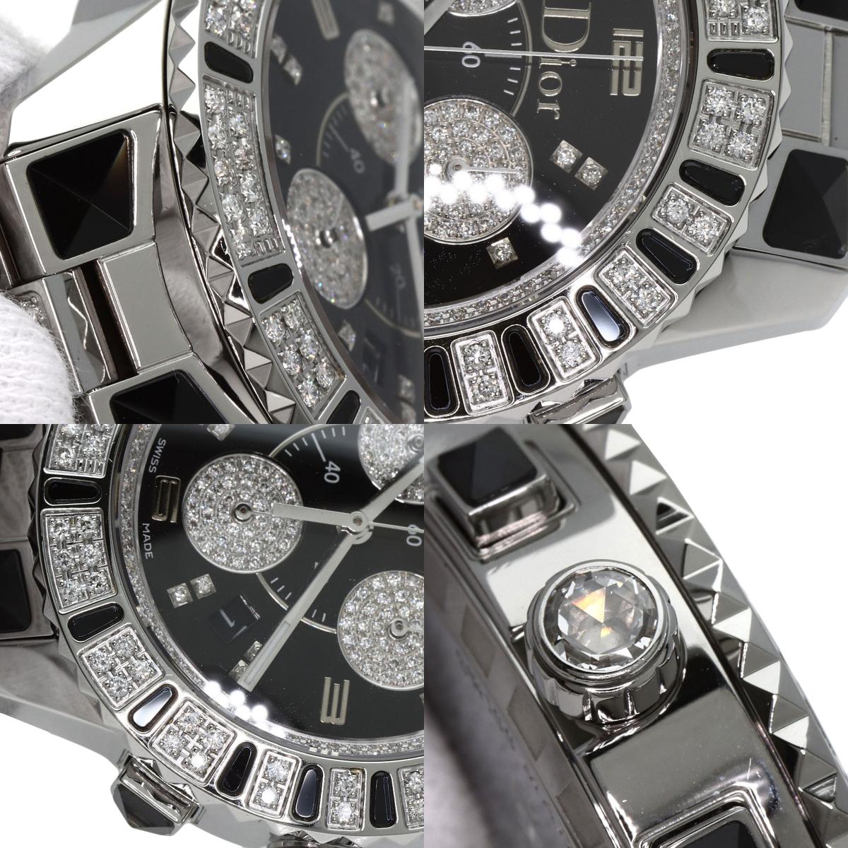 CHRISTIAN DIOR Crystal Chronograph Diamond Watches CD11431D Stainless Steel/Stainless Steel mens