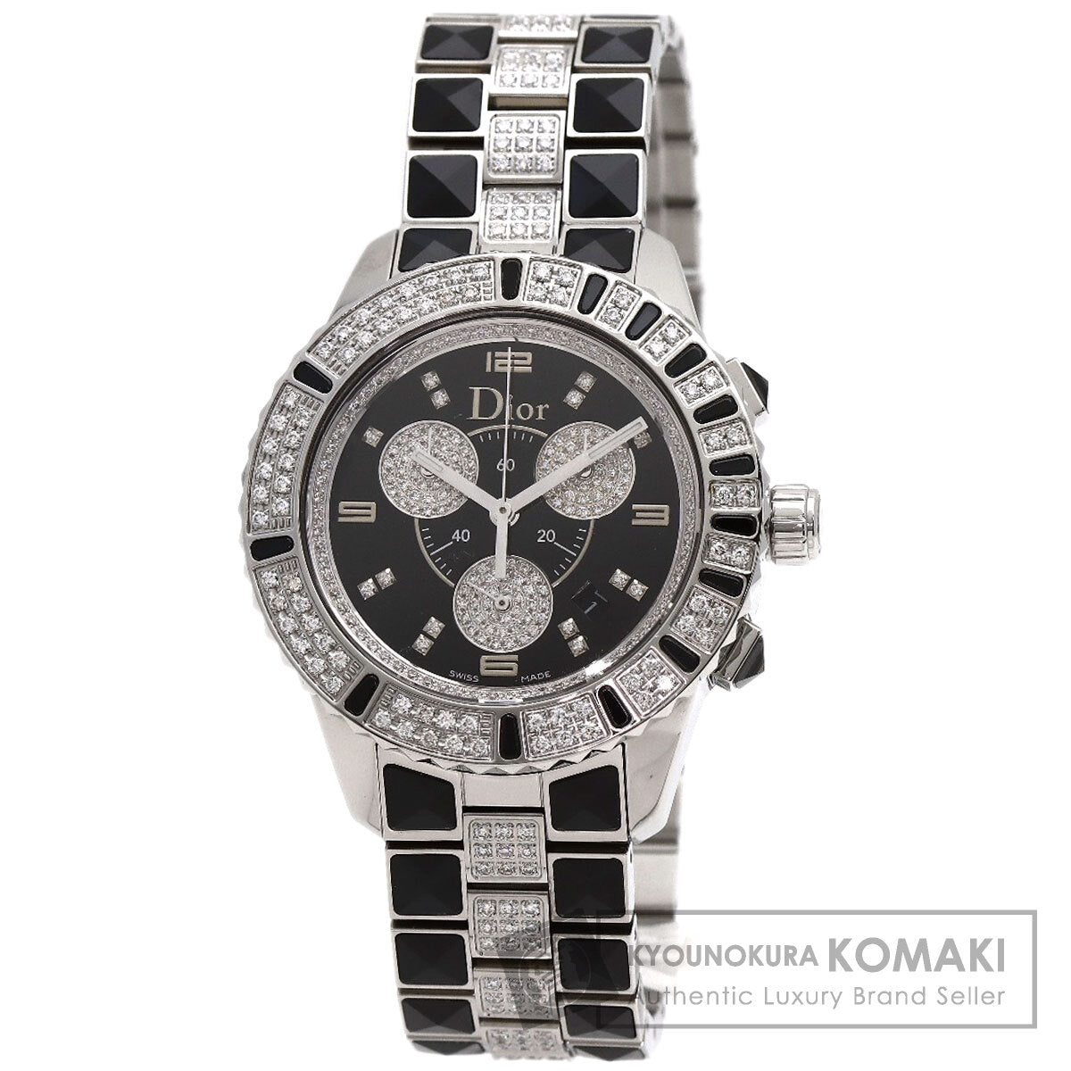 CHRISTIAN DIOR Crystal Chronograph Diamond Watches CD11431D Stainless Steel/Stainless Steel mens