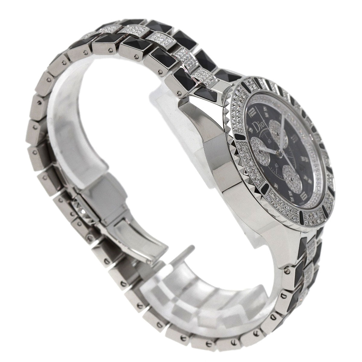 CHRISTIAN DIOR Crystal Chronograph Diamond Watches CD11431D Stainless Steel/Stainless Steel mens