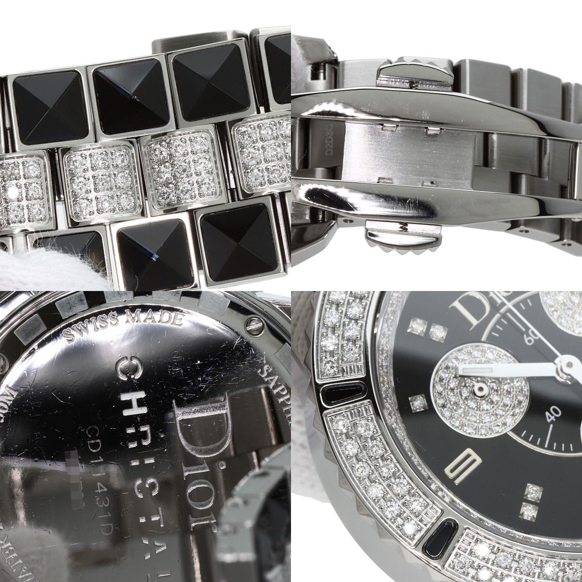 CHRISTIAN DIOR Crystal Chronograph Diamond Watches CD11431D Stainless Steel/Stainless Steel mens