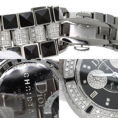 CHRISTIAN DIOR Crystal Chronograph Diamond Watches CD11431D Stainless Steel/Stainless Steel mens