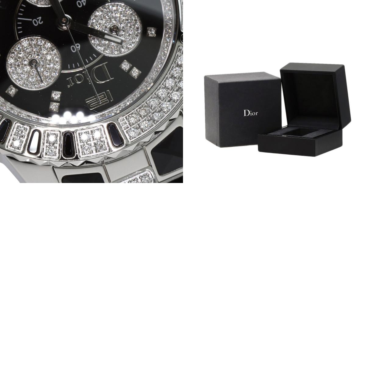 CHRISTIAN DIOR Crystal Chronograph Diamond Watches CD11431D Stainless Steel/Stainless Steel mens