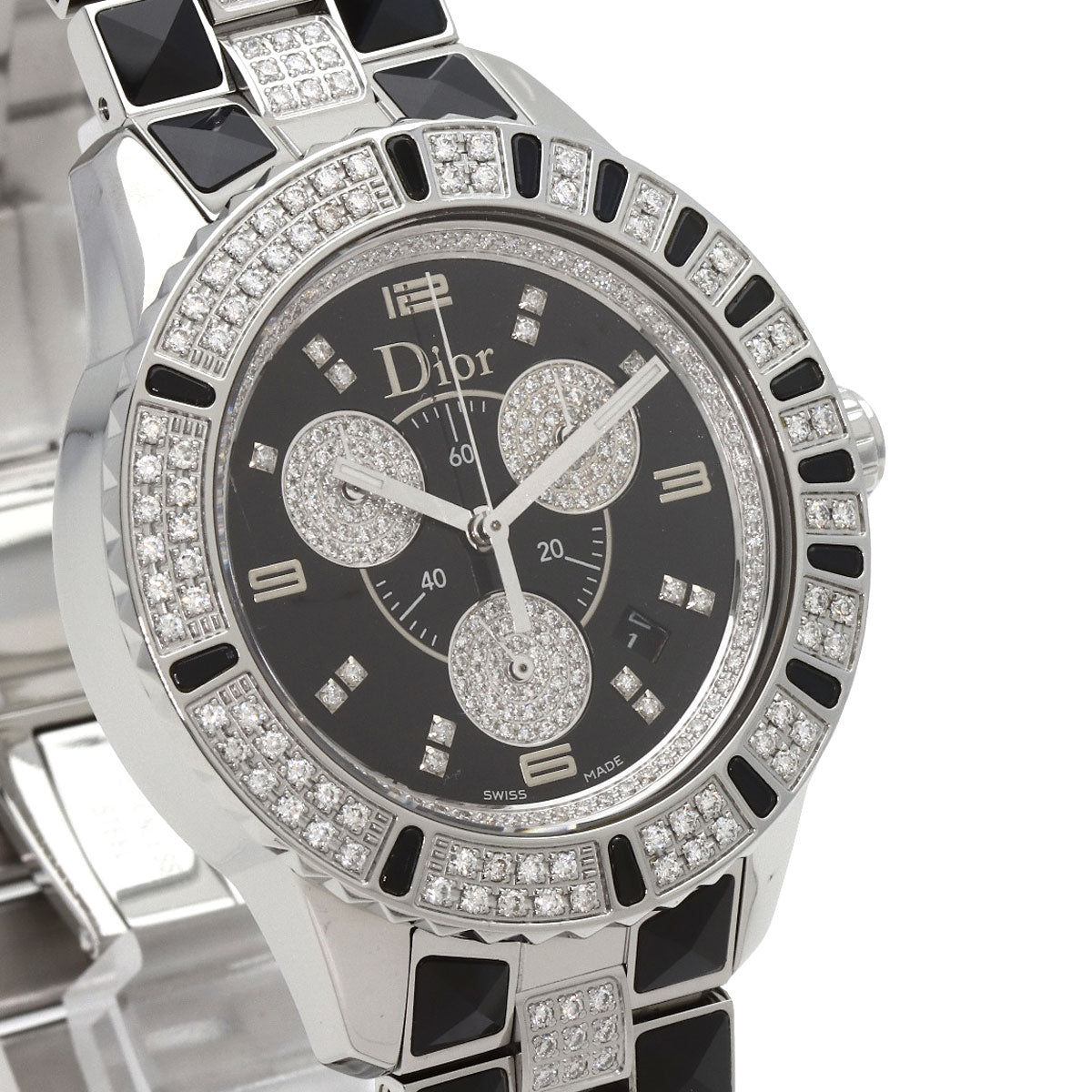 CHRISTIAN DIOR Crystal Chronograph Diamond Watches CD11431D Stainless Steel/Stainless Steel mens