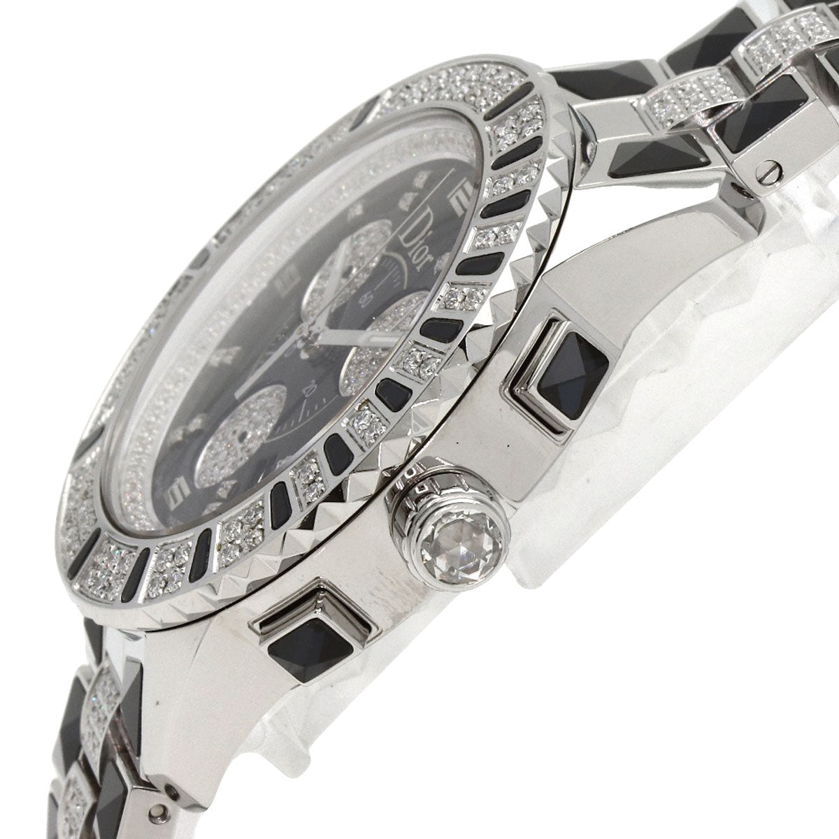 CHRISTIAN DIOR Crystal Chronograph Diamond Watches CD11431D Stainless Steel/Stainless Steel mens