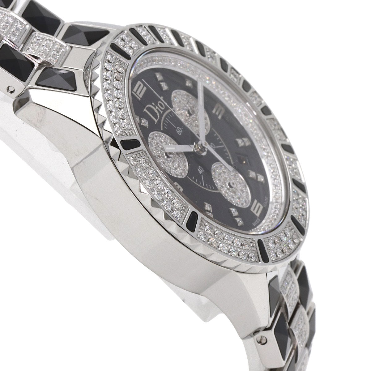 CHRISTIAN DIOR Crystal Chronograph Diamond Watches CD11431D Stainless Steel/Stainless Steel mens
